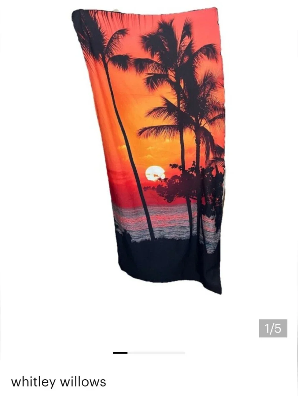 Whitley Willows Sunset Palm Orange Microfiber Beach Towel 35x70